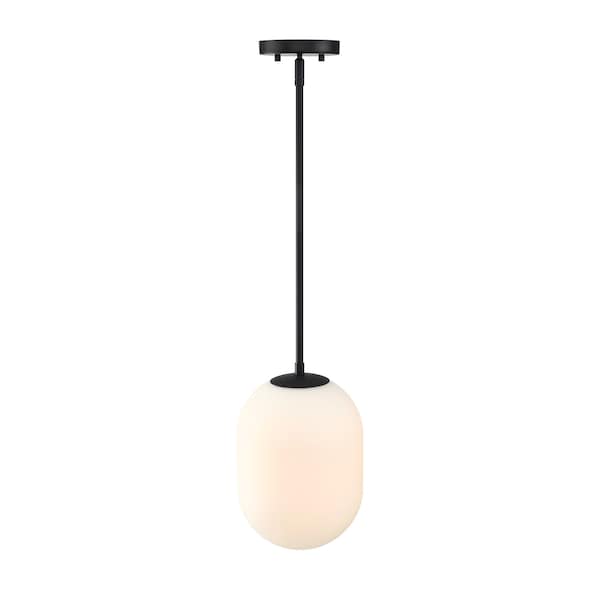 Designers Fountain Noor 60 Watt 1-Light Matte Black Modern Pendant Light with Etched Opal Glass Shade D324M-8P-MB - main